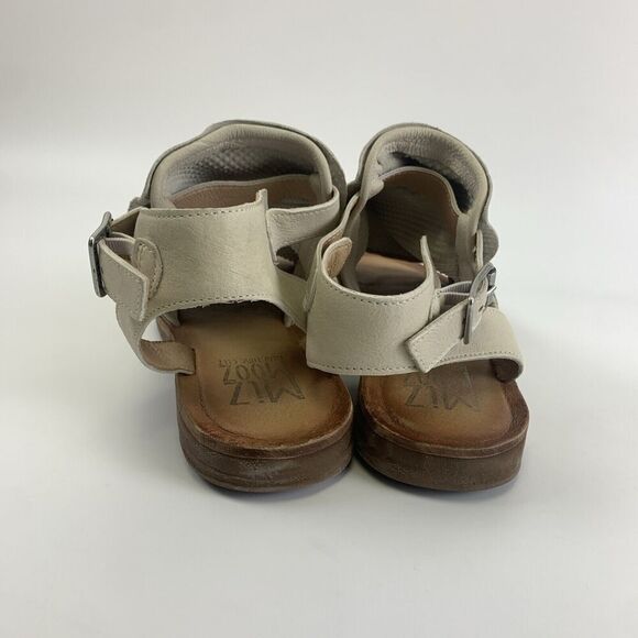 Miz Mooz Fifi Leather Ankle Strap Sandals Studs Gladiator Flat Cream 41 9.5 Wide - Picture 5 of 13